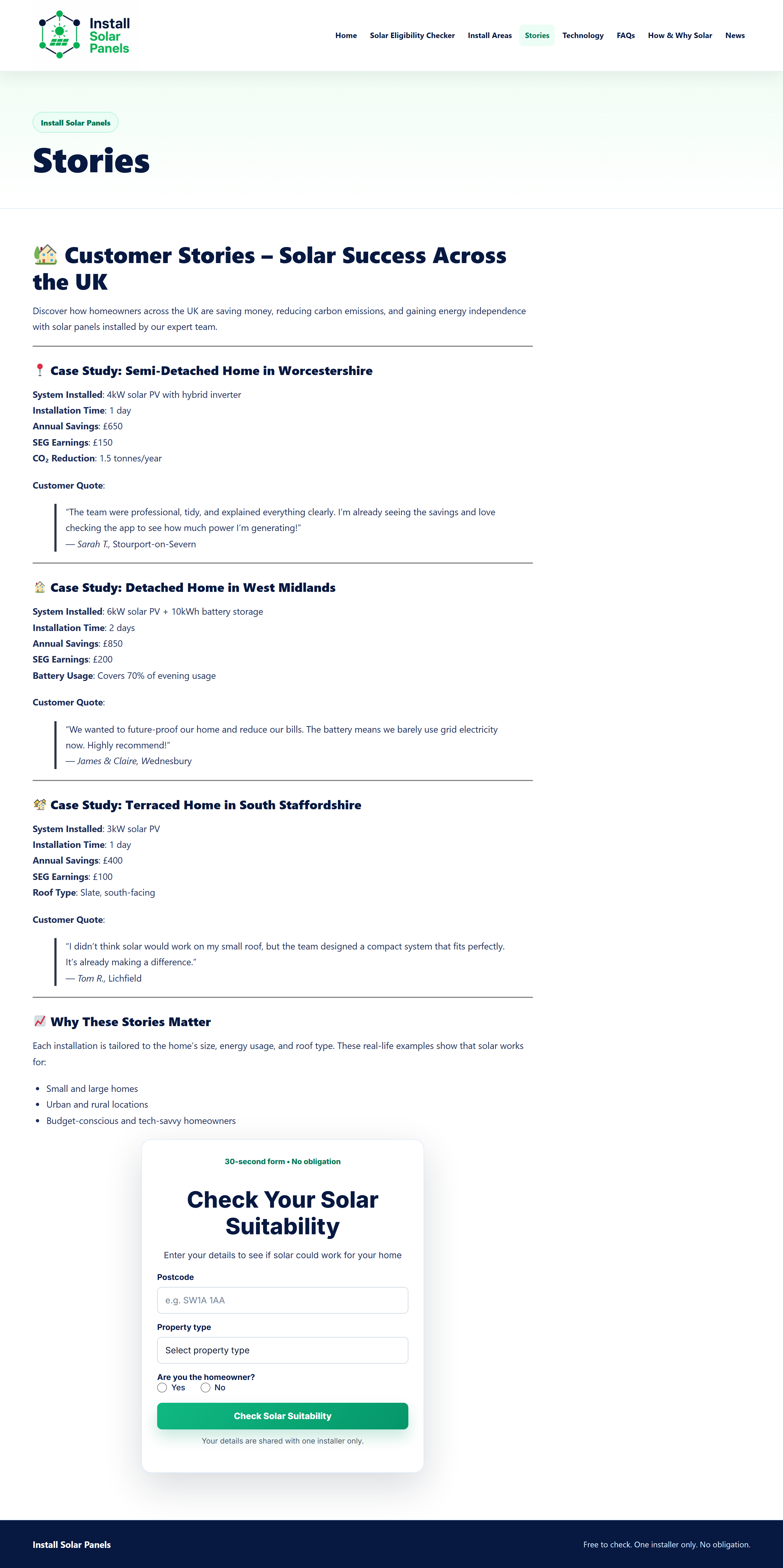 Stories page